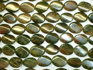 Olive Fire Agate Flat Oval 15X20Mm