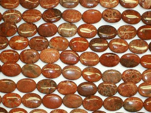 Red Fossil Coral Flat Oval 15X20Mm
