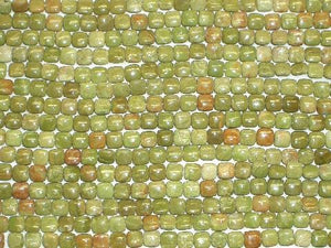 Olive Blood Jasper Puff Square 8Mm