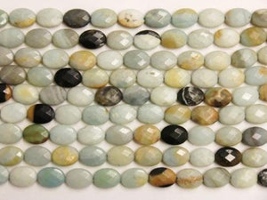 Black Cloudy Amazonite Faceted Flat Oval 8X12Mm