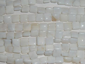 White Agate Puff Square 10Mm