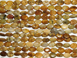 Yellow Fossil Coral Flat Oval 10X15Mm