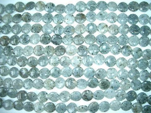 Grey Kiwi Quartz Faceted Puff Coin 12Mm