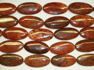 Red Fossil Coral Horse Eye 20X40Mm