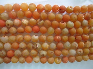 Colored Agate With Druzy Orange Beads 14Mm