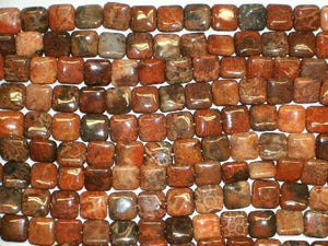 Red Fossil Coral Puff Square 12Mm