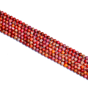 Impressione Jasper Orange Red Round Beads 6mm
