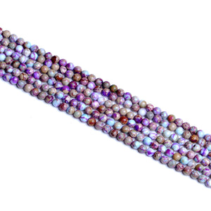 Impressione Jasper Flower Purple Round Beads 6mm