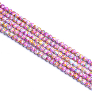 Composite Turquoise Pink Yellow Round Beads8mm