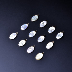 Bleached Mop Constellation Flat Oval  Pendant 14*22mm Gold Plating