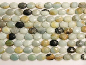 Black Cloudy Amazonite Faceted Flat Oval 12X16Mm
