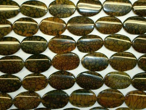 Olive Fire Agate Flat Oval 20X30Mm