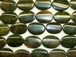 Olive Fire Agate Flat Oval 25X35Mm