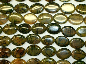 Olive Fire Agate Flat Oval 18X25Mm
